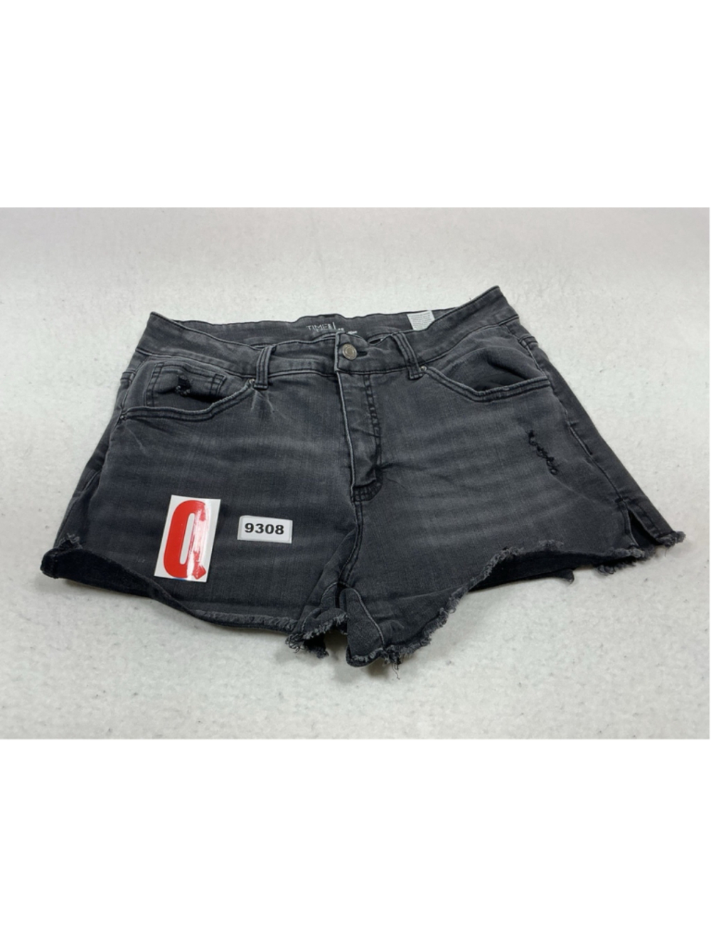 Womans Excellent Time & Tru Faded Distressed Black Short Shorts Size 12